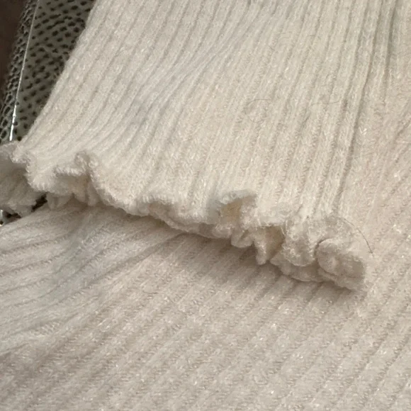 J. Crew Cream Ribbed Long Sleeve Top with Gold Buttons - Picture 4 of 8